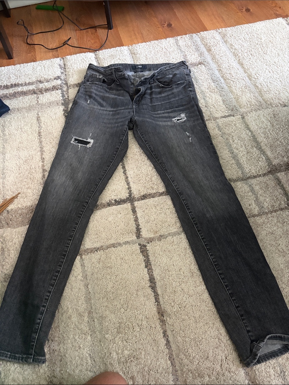 Men's Aeropostale Skinny Distressed Jeans - Charcoal Gray